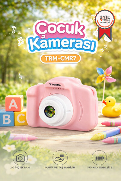 Torima Dijital Fotoğraf Makineleri Çocuk Kamerası 1080P Hd CMR7 Pembe