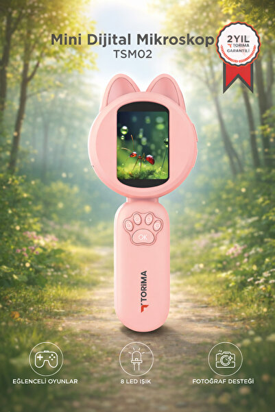 Torima Mini Dijital Mikroskop Led Işıklı HD IPS Ekranlı Eğitici Oyuncak TSM02...