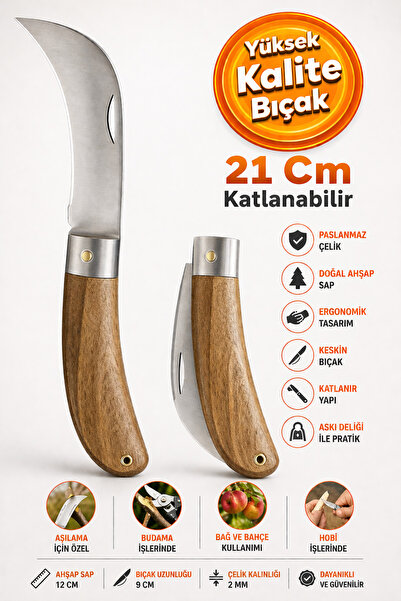 Badem10 (PREMİUM ÜST KALİTE) Paslanmaz Aşı Bıçağı Eğri Uçlu Bıçak Ara Çakısı ...