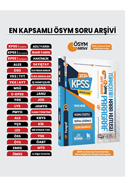 İnformal Yayınları KPSS Türkçenin Kara Kutusu ÖSYM VİP PARAGRAF 3 Konu Özetli...