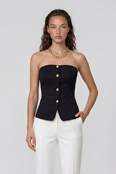 VAGGON Μπλούζα χωρίς τιράντες με ασύμμετρο κόψιμο και κουμπιά