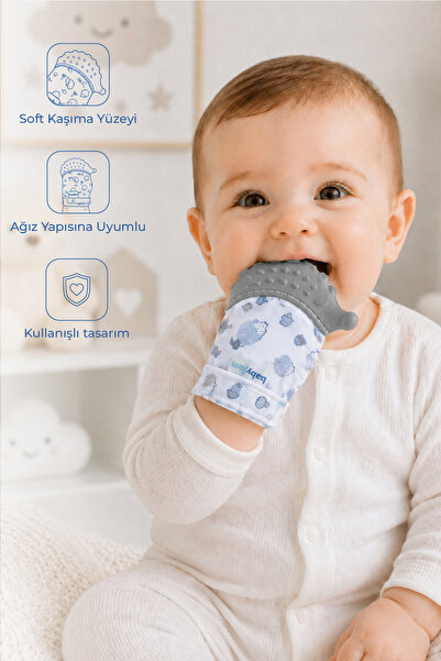 Babyjem Diş Kaşıma Eldiveni, Gri