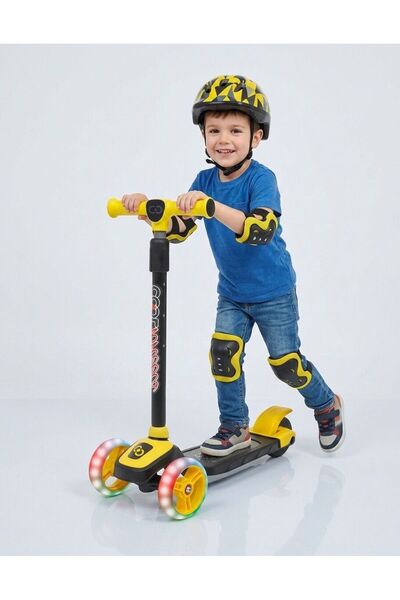 Furkan Toys Cool Wheels Twist Led Işıklı 3 Tekerlekli Yükseklik Ayarlı SARI Scooter