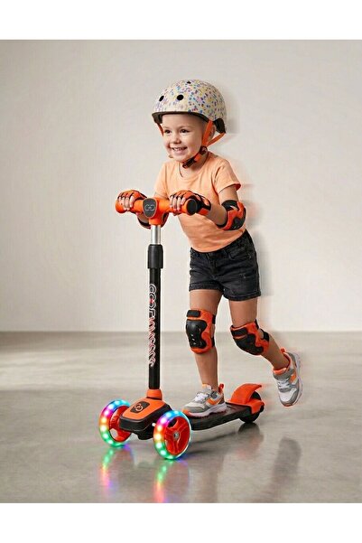 Furkan Toys Cool Wheels Led Işıklı 3 Tekerlekli Yükseklik Ayarlı TURUNCU Twist Scooter