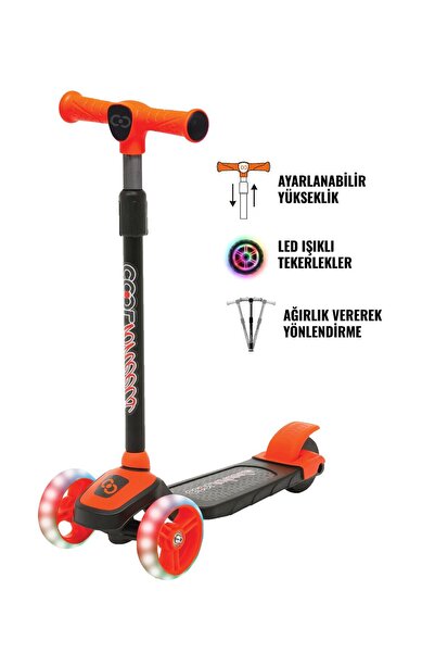 Furkan Toys Cool Wheels Led Işıklı 3 Tekerlekli Yükseklik Ayarlı TURUNCU Twist Scooter