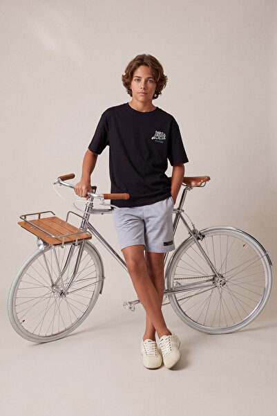 TRENDYOLKIDS Black Printed Knitted Bottom - Top Set Tkdss26Au00112