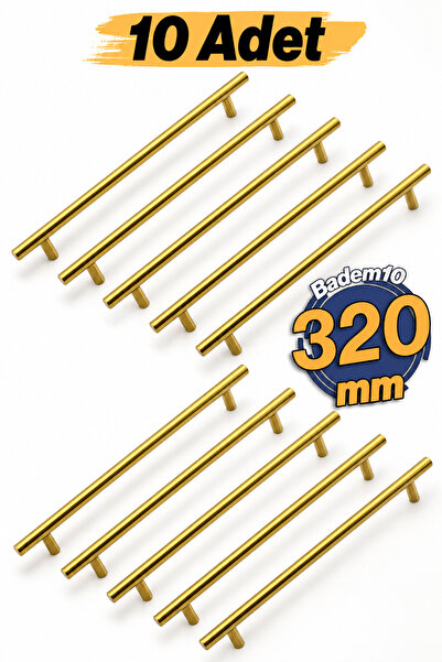 Badem10 Alteta Gold 10 ADET Altın 320 mm Metal Mobilya Kulp Mutfak Dolap Çekm...