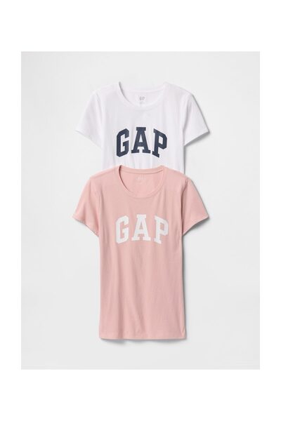 GAP T-Shirt Γυναικείο Μέγεθος XS Ροζ Λευκό Μονόχρωμο 100% Βαμβάκι