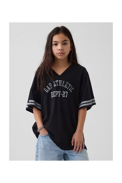 GAP Tričko pro dívky, černé, 100% bavlna Better Cotton (BCI)