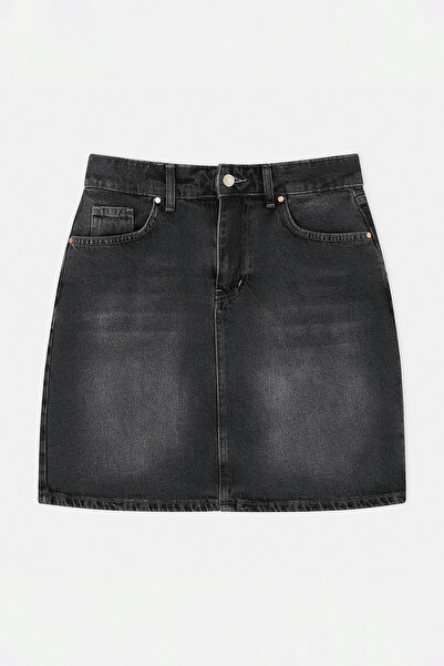 Drop by TrendyolMilla Anthracite Comfortable Fit Above Knee Denim Skirt Tdrss...