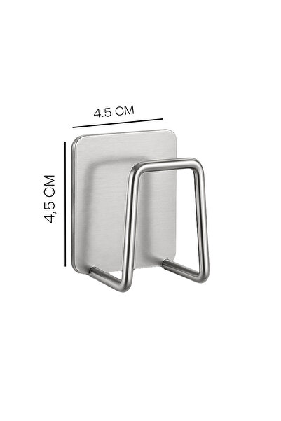 omilife Paslanmaz Çelik Yapışkanlı Drenaj Evye Lavabo Sünger Tutucu Banyo Mutfak Organizer 4,5 cm