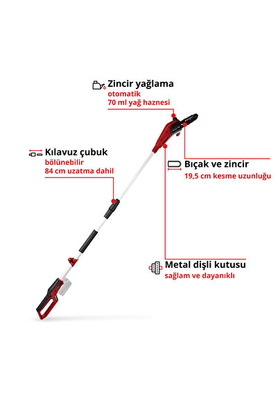 Einhell GC-LC 18/20 Li T - Solo, Akülü Yüksek Dal Budama (Akü ve şarj cihazı dahil değildir) - 3410581