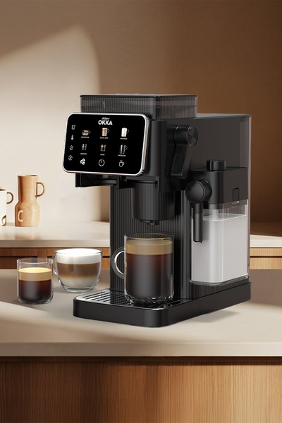 Arzum OK0047 Okka Barista Compact Otomatik Espresso Makinesi,Süt Hazneli,7 Farklı İçecek,15Bar Basınç,Krom