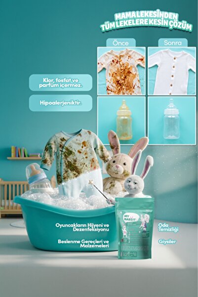 My Rabbit! Çamaşır Ve Yüzey Için Çok Amaçlı Oksijenli Toz Leke Çıkarıcı ve Beyazlatıcı 5'li Paket 5 X 800 gr