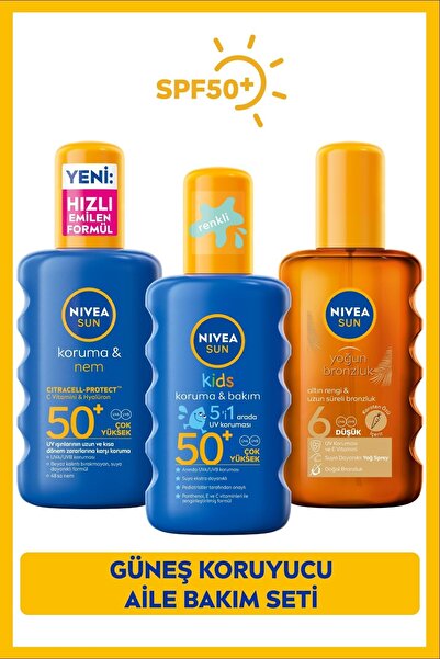 NIVEA SUN SPF50 Çocuklara ve Yetişkinlere Özel Güneş Koruyucu Vücut Spreyi ve...