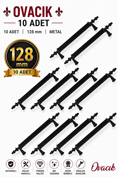Badem10 10 Adet Ovacık Mobilya Mutfak Çekmece Dolap Dolabı Kapak Metal Siyah ...