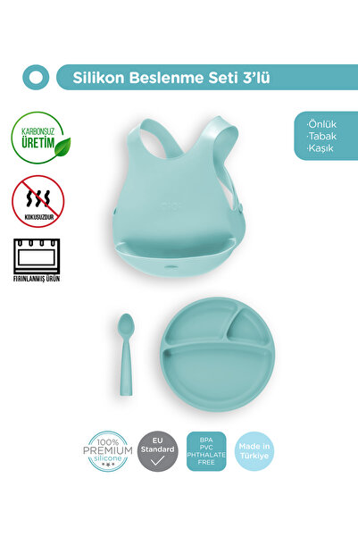 OiOi Silikon Beslenme Seti 3'lü Aqua Green