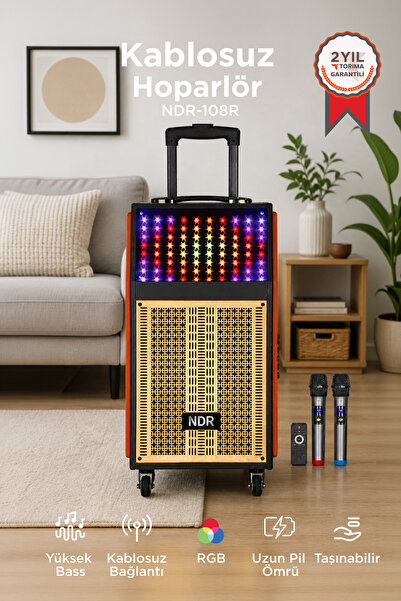 Torima Bluetooth Hoparlör Mikrofonlu Kumandalı Rgb Işıklı Speaker NDR-108R Tu...