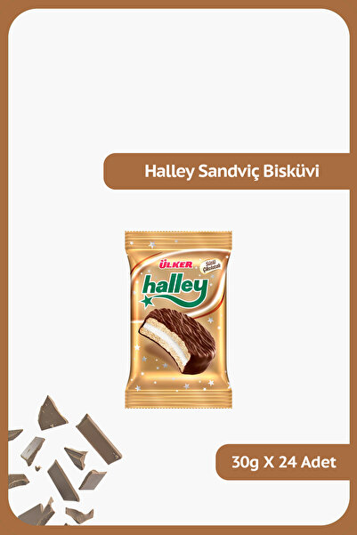 Ülker HALLEY - Çikolata Kaplamalı Tekli Bisküvi - 30 gram - 24 Adet