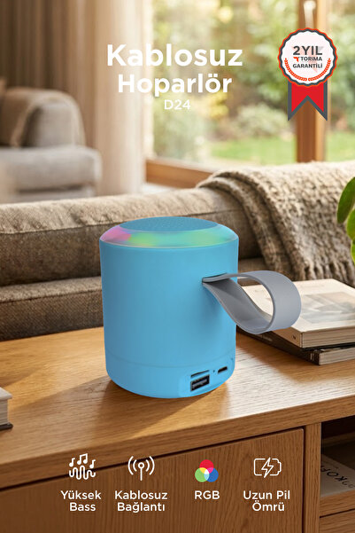 Torima Bluetooth Hoparlör SD USB Destekli Taşınabilir Speaker D24 Mavi
