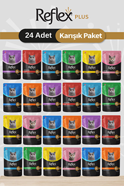 Reflex Plus Pouch / Et Parçacıklı Karışık Kedi Maması 85g x 24 Adet