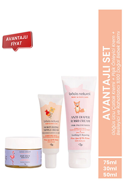 Bade Natural Göğüs Ucu Çatlak Kremi 30 ml & Pişik Önleyici Krem 75 ml & Besle...
