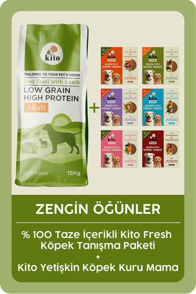 kito Doğal Besi Kuzu Etli Yetişkin Köpek Maması 15 Kg Ve Fresh Taze Köpek Yem...