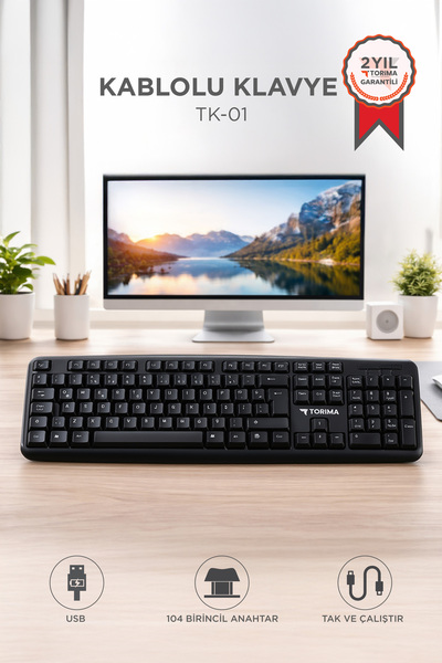 Torima Kablolu Q Klavye Bilgisayar Ofis Klavyesi TK01 Siyah