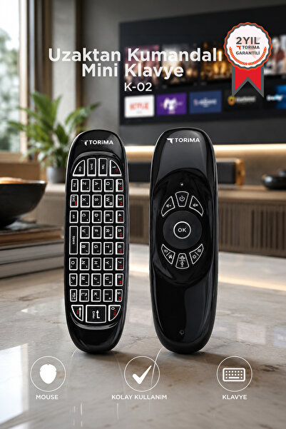 Torima Android Akıllı Tv İçin 2.4g Uzaktan Kumandalı Mini Klavye K02 Siyah