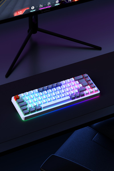 Rampage Yoru Mini Pro Gri/beyaz Wifi Bluetooth Klavye Red Switch Q Mekanik Klavye Gaming Oyuncu Klavyesi