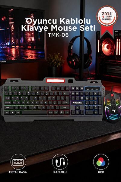 Torima Oyuncu Rgb Işıklı Kablolu Q Klavye Ve Mouse Seti TMK06 Siyah