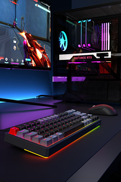 Rampage YORU Mini RGB Mekanik Gaming Oyuncu Klavyesi – Outemu Red Switch, Hot-Swap, Anti-Ghosting Siyah/Gri