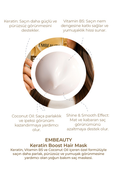 Embeauty Keratin Boost Hair Mask Işıltı ve Yumuşaklık Etkili Saç Maskesi 30 ml