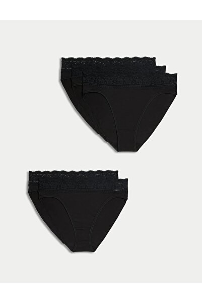 Marks & Spencer Pachet de 5 bucăți din bumbac Lycra ®   Chiloți cu talie înal...