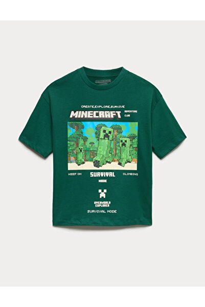 Marks & Spencer Μπλουζάκι με στάμπα Minecraftâ€™ από 100% Βαμβάκι (6-16 ετών)