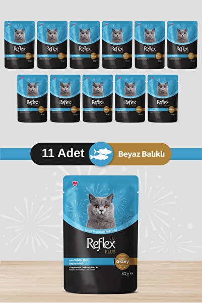 Reflex Plus Sos İçinde Parça Balık Etli Yetişkin Kedi Konservesi 85gr - 11 Adet