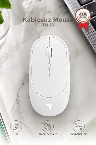Torima Mouse Çift Modlu Sessiz Kablosuz Fare TM16 Beyaz
