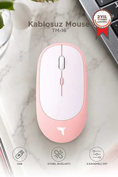 Torima Mouse Çift Modlu Sessiz Kablosuz Fare TM16 Pembe