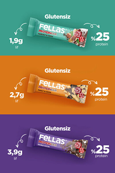 Fellas Protein Bar (32 g) Karma Kutu - 12 Adet (3 Çeşit)