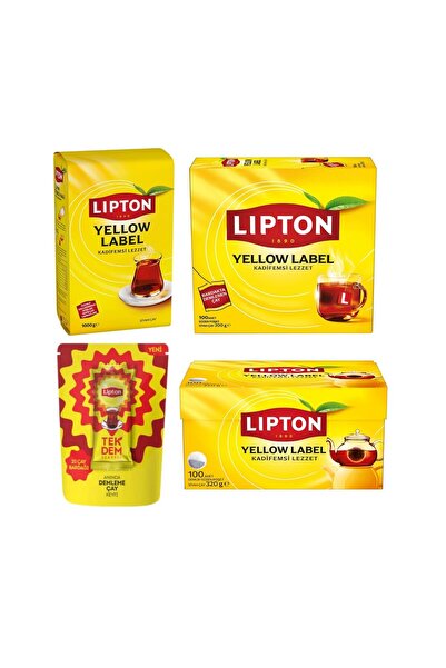 Lipton Yellow Label Serisi (Dökme 1000 gr + Demlik 100lü + Bardak 100lü + Tek...