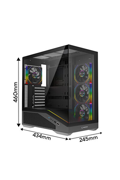 Rampage REAPER 750W 80 Plus Bronze Siyah 4*12cm ARGB Fan ATX Gaming Oyuncu Ka...