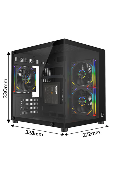 Rampage LUMID 750W 80 Plus Bronze M-ATX Temperli Camlı 3*12cm ARGB Fan Siyah ...