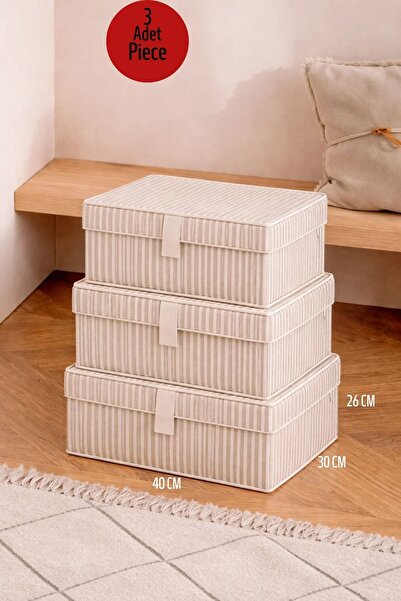 Helen's Home صندوق تخزين متعدد الأغراض مع 3 أغطية صغير 40x30x26