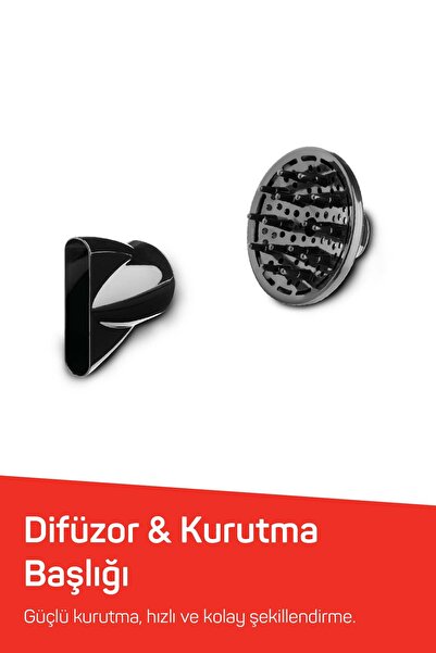 Arzum AR5011 İmaj Saç Kurutma Makinesi, 2 Hız 3 Isı Ayarlı, Difüzör Başlıklı, 2200W, Siyah