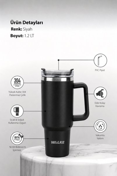 Walke Luxury Pipetli Bardak Termos 1.2 Litre