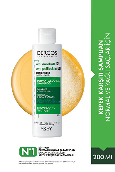 Vichy Dercos Anti-Dandruff Şampuan Kepek Karşıtı Normal ve Yağlı Saçlar İçin ...