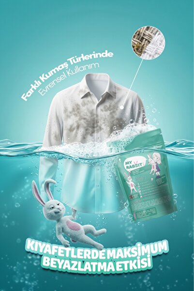 My Rabbit! Çamaşır Ve Yüzey Için Çok Amaçlı Oksijenli Toz Leke Çıkarıcı ve Beyazlatıcı 5'li Paket 5 X 800 gr