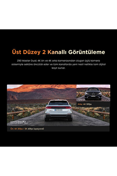 DDPAI Z90 Master Dual Araç Kamerası Ön Arka Kamera 4K Kayıt WiFi GPS