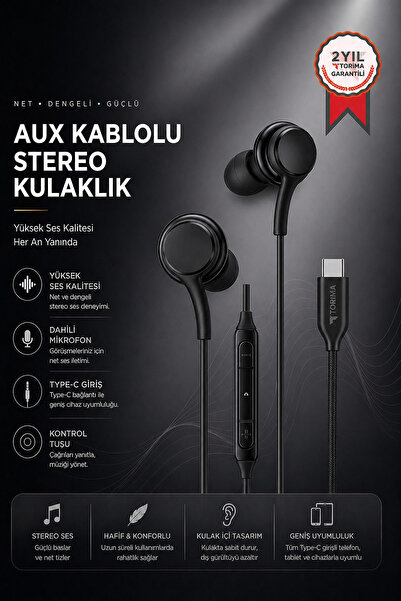 Wired Headphone Type-C In-Ear Earphone S11+ Black
