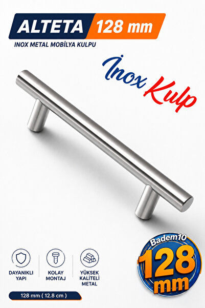 Badem10 Alteta 128 Mm - 12.8 Cm Inox Metal Mobilya Mutfak Çekmece Dolap Dolab...